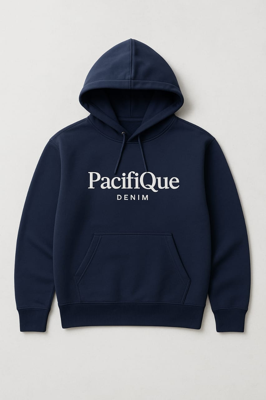 PacifiQue Unisex Hoodie Pullover Navy Blue